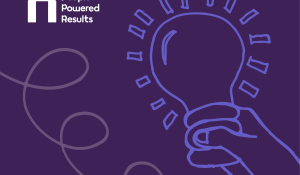 a purple background with the NESTA people powered logo in the top left and line drawings of a squiggle and a hand holding a lightbulb